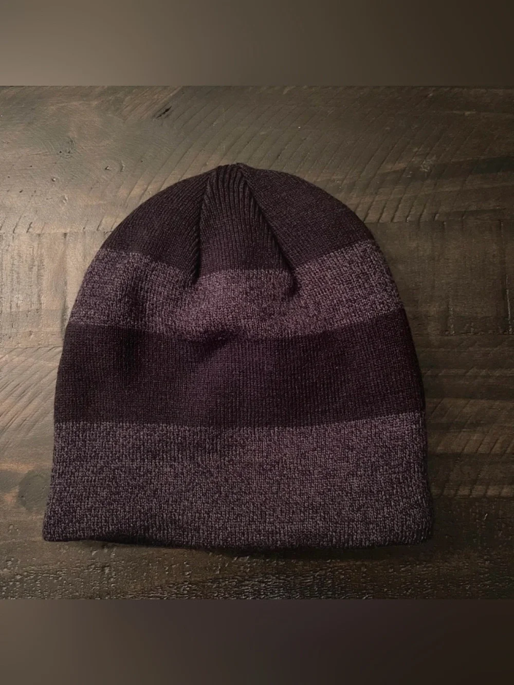 Tek Gear Boys Beanie Winter Hat Black & Gray Striped One Size